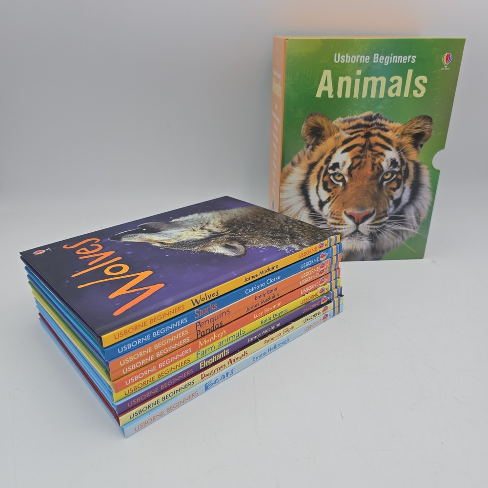 Usborne Beginners Animals 9-Book Box Set Bears Tigers Pandas Sharks Wolves
